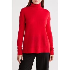 Nordstrom Cashmere Bold Red Turtleneck Sweater